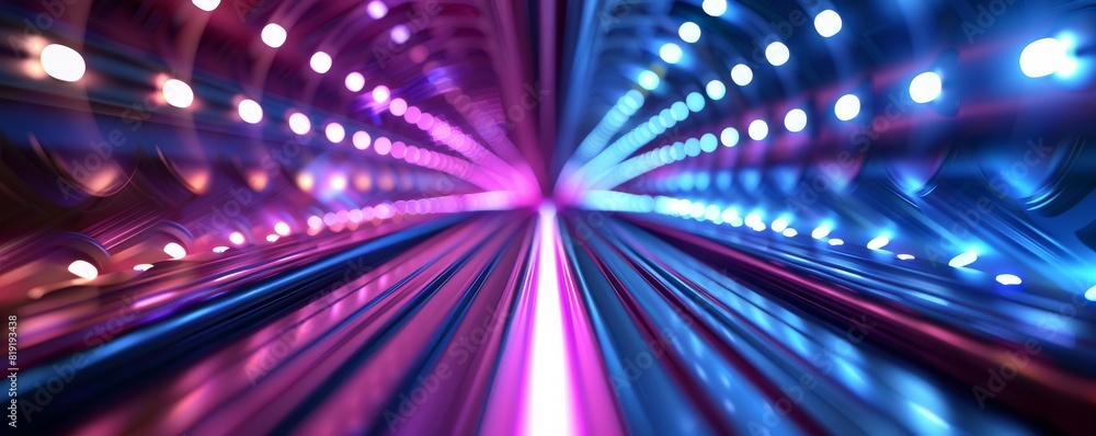 Aufkleber Glowing neon lines and bokeh lights create an abstract speed of light background, perfect for a data transfer concept