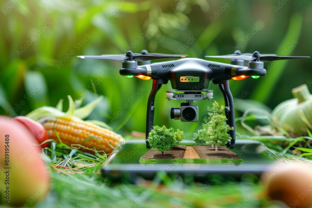 Aufkleber agritech advancements in automated farming using drone illustrations for precision farming in agricu
