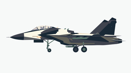 Fototapeta na wymiar Aircraft jet flat icon. Army sign on white background