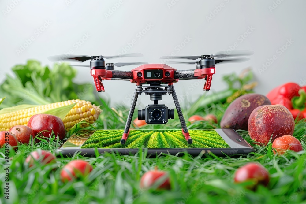 Aufkleber precision farming with agritech advancements using drone illustrations for automated farming in agri