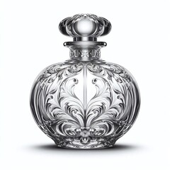 Elegant Crystal Perfume Bottle with Detailed Carvings