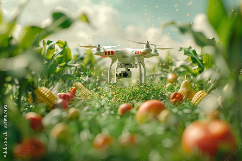 Poster automated farming with agritech advancements using drone illustrations for precision farming in agri