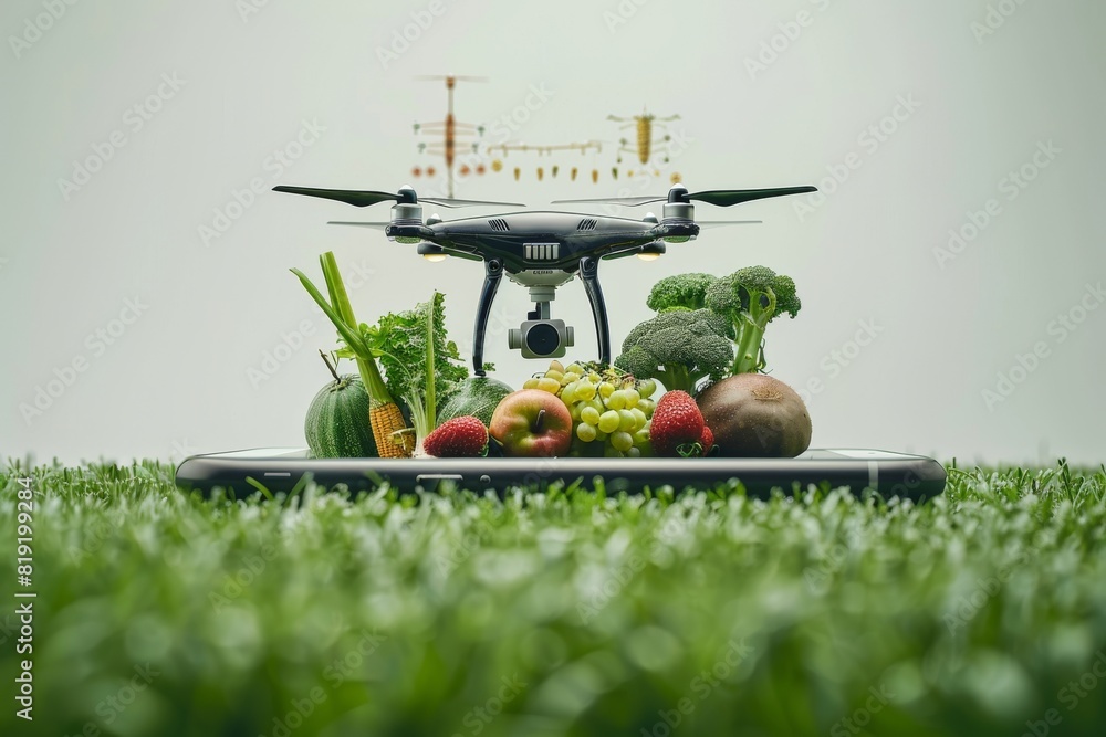 Poster automated farming with agritech advancements using drone illustrations for precision farming in agri