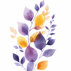 Watercolor painting of leaves on a white background