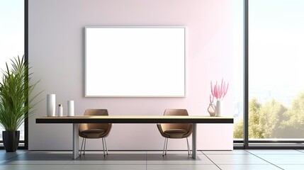 Mock up poster frame in modern interior background,