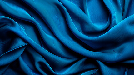 blue fabric with folds, top view