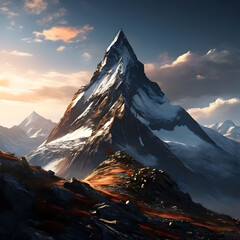 snow-covered mountain peaks, ai-generatet