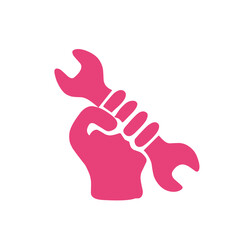 hand holding wrench color icon
