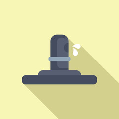 Minimalist flat design icon depicting a side view of a water faucet with a single drop of water