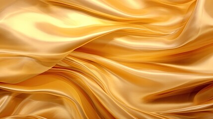 Fototapeta premium Golden satin background with waves and folds.