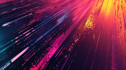 Digital Glitch Art Background Flat Design, Top View, Tech New