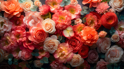 Lush Assortment of Colorful Blooming Flowers Background