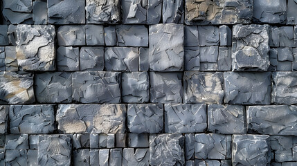 Fototapeta premium Texture of rectangular stone tiles made of grey bricks