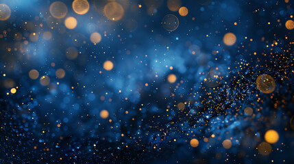 Dark blue and gold particle abstract background