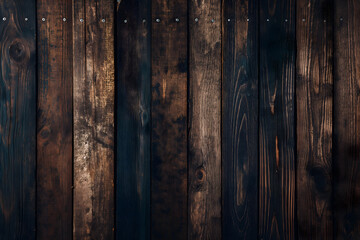 Dark Wooden Planks with Rustic Texture and Aged Surface