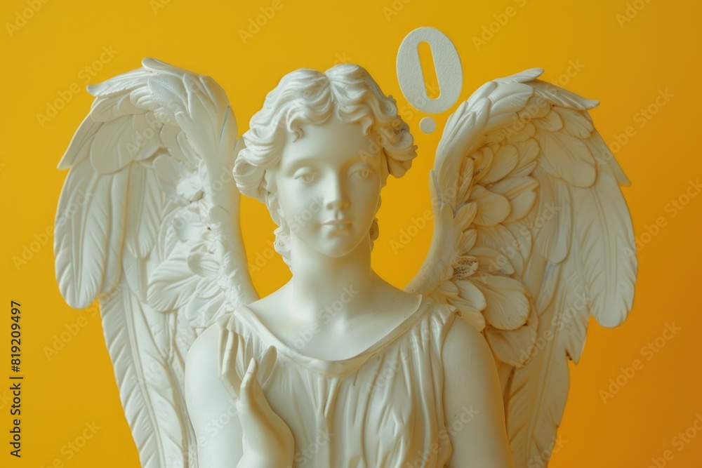 Poster a statue of an angel with a number on it. suitable for various design projects