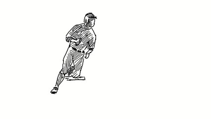 Sketch animation of baseball player in action. - Powered by Adobe