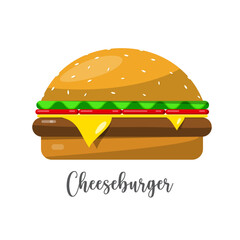 Cheeseburger vector icon isolated on white background