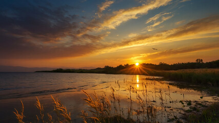 sunset on the river on beer day