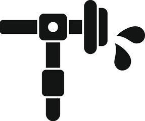 Vector illustration of a black and white leaking faucet icon. Symbolizing the urgency of repairing a leak to conserve water and minimize environmental damage