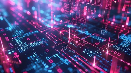 Fototapeta premium Abstract Connections, Blockchain, Network, Technology Innovation, Science Fiction