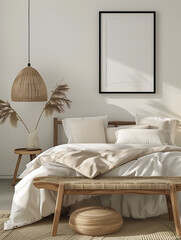 Simple Bedroom with mockup framed