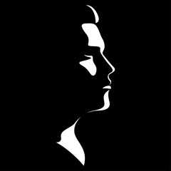 vector black and white light and shadow isolated image of male face formed by shadow. severe male profile. useful for men's products advertising, barbershop, men's clothing stores, logo, print, poster