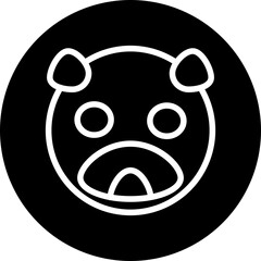 emoji Dog Line White Circle Black Icon Design