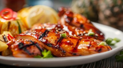 Hawaiian cuisine. Grilled Hawaiian chicken. 