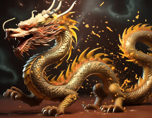 Obraz premium 3d Rendering von einem chinesischen Drachen - Jahr des Drachen 