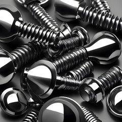 loose steel metallic screws, ai-generatet