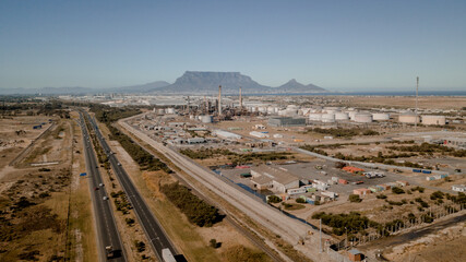 Aerial view of Table Mountain view from the West Coast