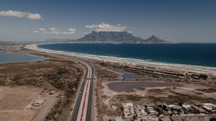Aerial view of Table Mountain view from the West Coast