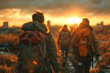 Humanitarian aid workers providing assistance to refugees displaced by conflict