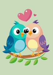 Fototapeta premium Pareja de aves enamorados