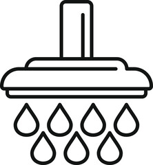 Vector illustration of a stylized line art showerhead with water droplets, ideal for web and mobile interfaces