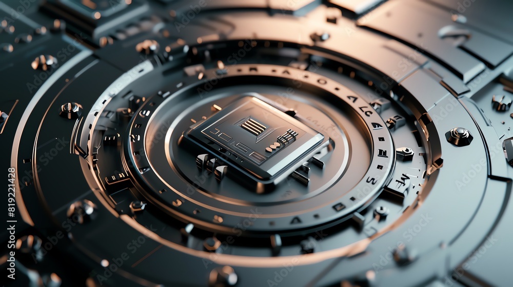 Aufkleber futuristic motherboard and microchip circuitry detailing advanced technology and digital innovation 