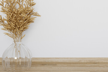 Interior background, wheat in a vase, 3d render