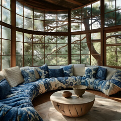 living room with a window AI generated 