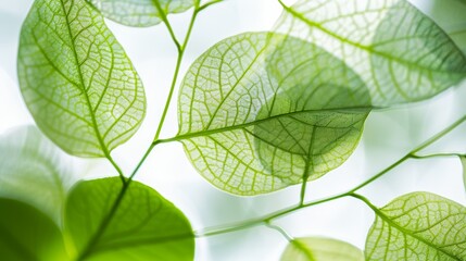 Close-up of green leaves showing detailed vein patterns.