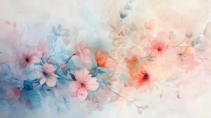 Ethereal watercolor flowers bloom with soft pastel