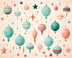 decorations flat design top view festive theme cartoon drawing colored pastel