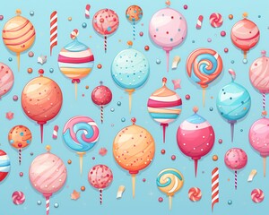 decorations flat design top view festive theme cartoon drawing colored pastel