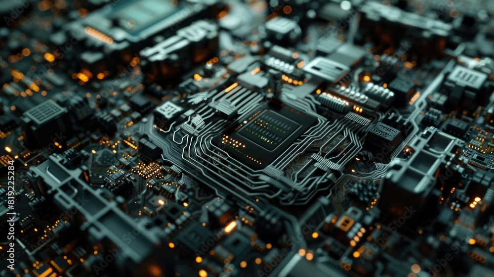 Poster detailed view of a computer circuit board. suitable for technology concepts