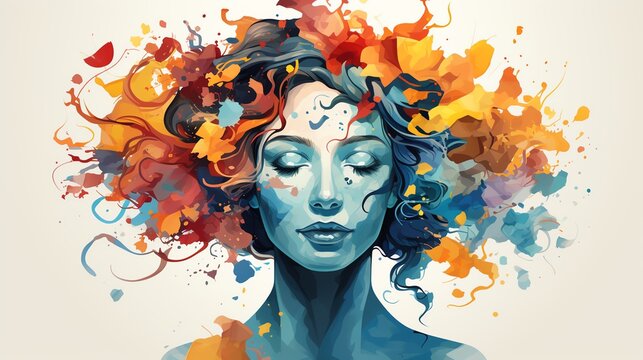 selfhood flat design top view puzzle theme water color Triadic Color Scheme