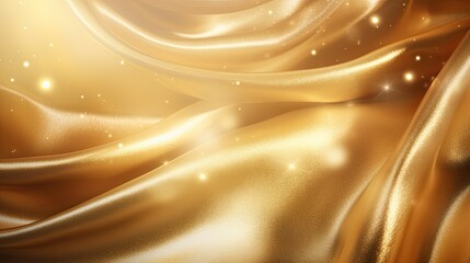 Golden satin background with sparkles.