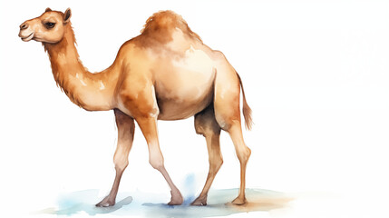 camel full body water color illustration on white background
