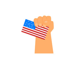 hand with flag, American flag, American illustration, USA design, USA flag