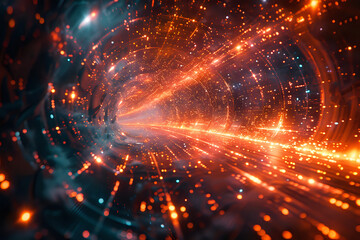 Obraz premium Futuristic Tunnel with Glowing Lights.Futuristic tunnel with glowing lights, perfect for technology blogs, sci-fi designs, and innovation-themed projects.