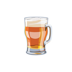 Glass of beer on a white background. silhouette of dishes, object in vector.   Brewing and craft beer Logo, sign with drink for menu of bar, restaurant, pubs and cafes. Image of malt drink in mug